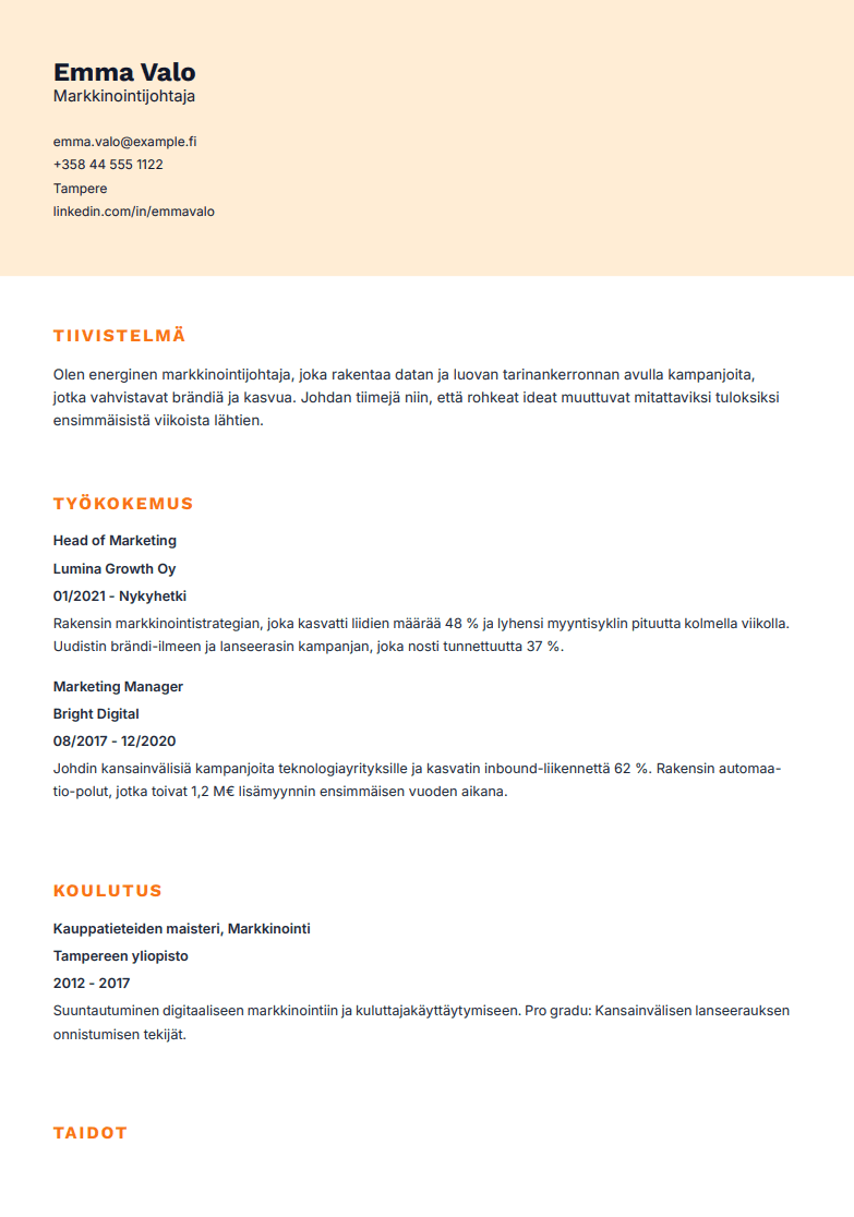 Moderni työhakemus hakemusmallin esikatselu